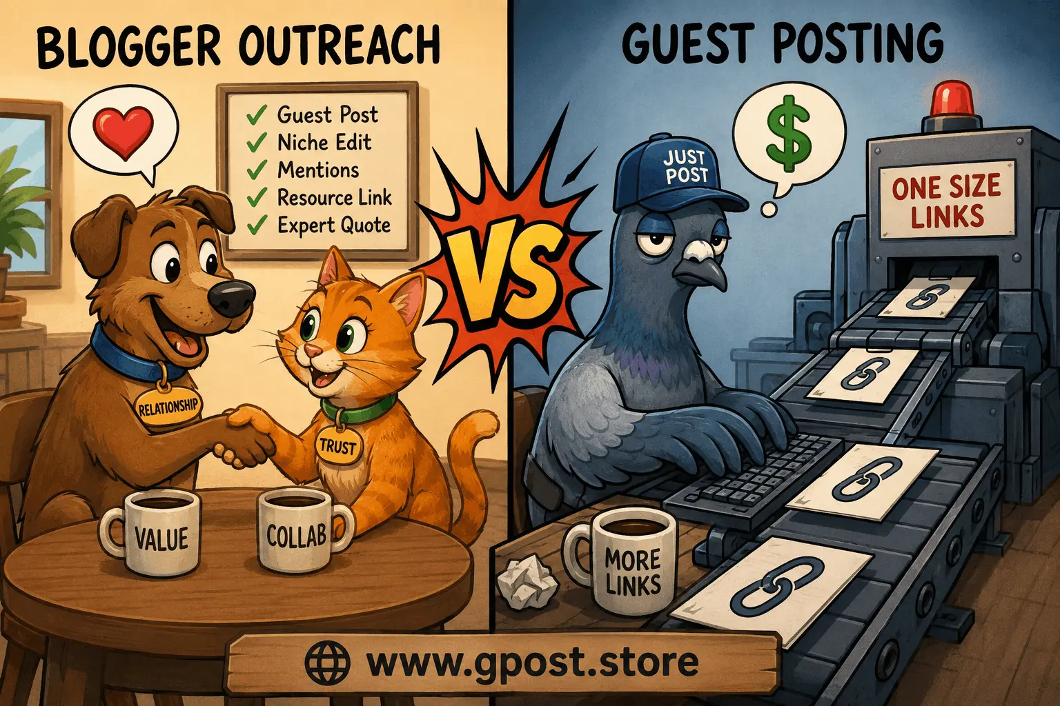 what is the difference between blogger outreach and guest posting process illustration