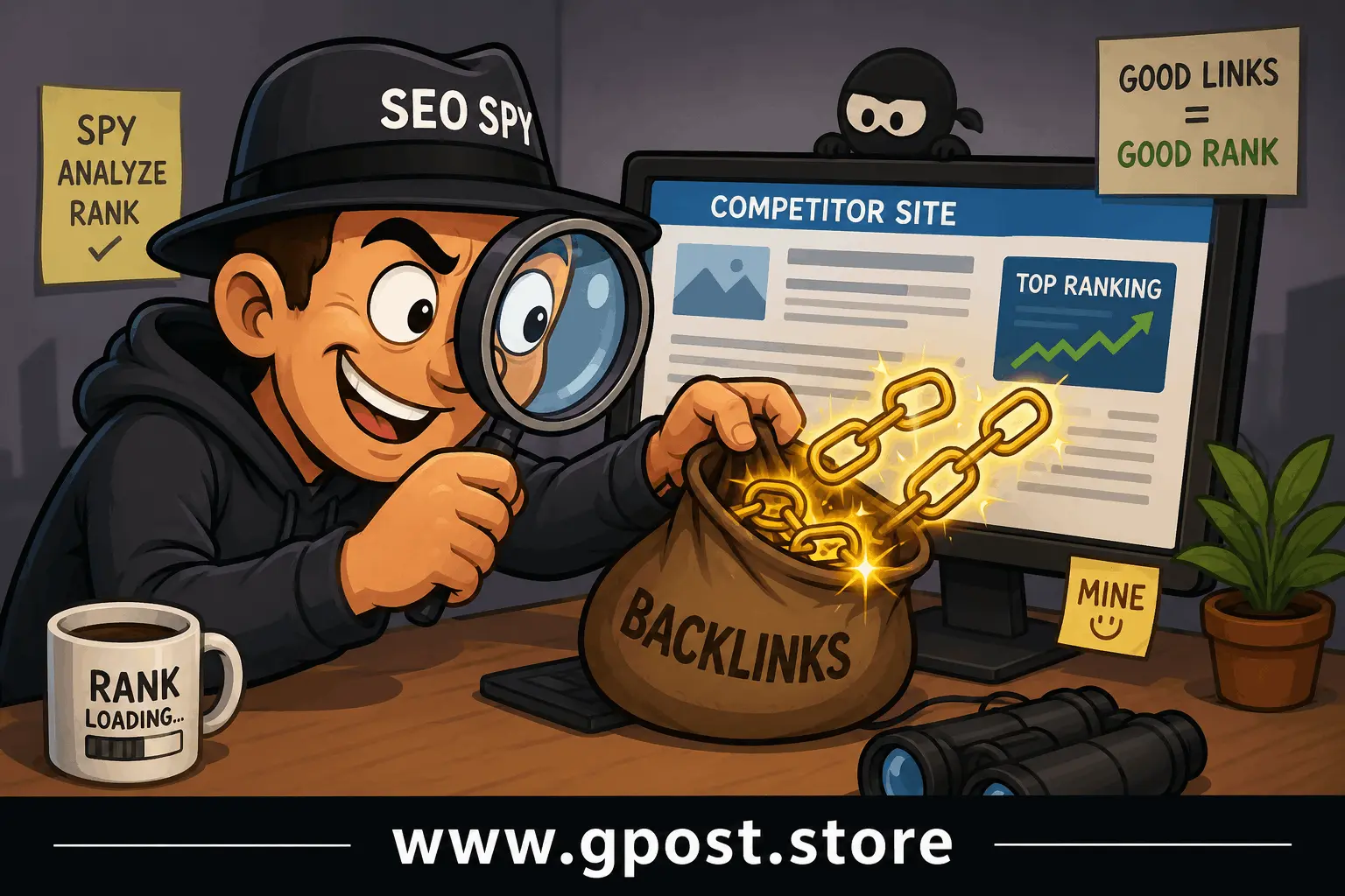 Competitor backlink spying strategy SEO analysis dashboard