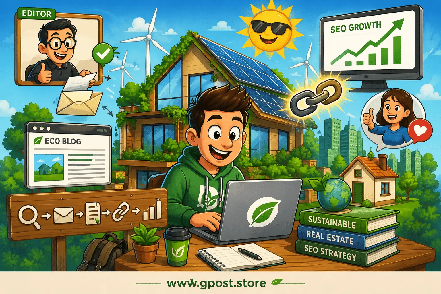 eco-friendly real estate guest post — overview of sustainable property link building strategy