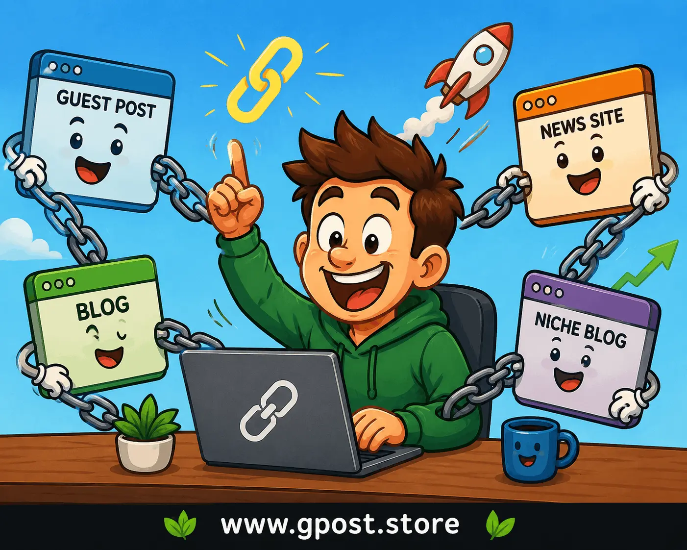Guest posting backlinks SEO strategy diagram