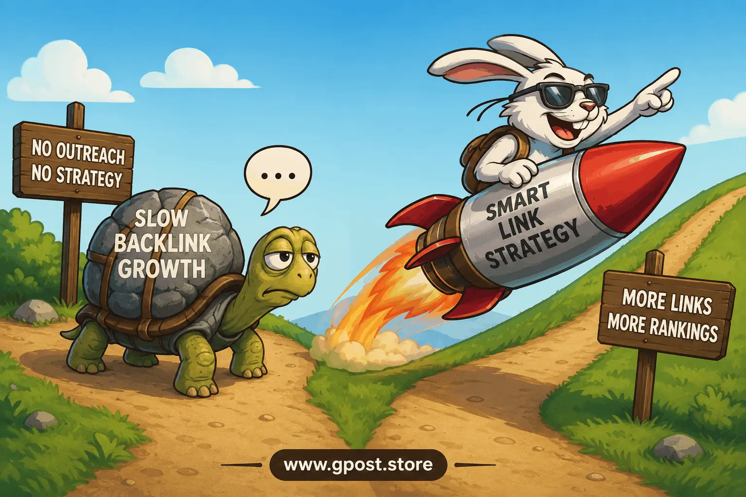 How to fix slow backlink growth strategy diagram showing outreach, indexing, and authority building process