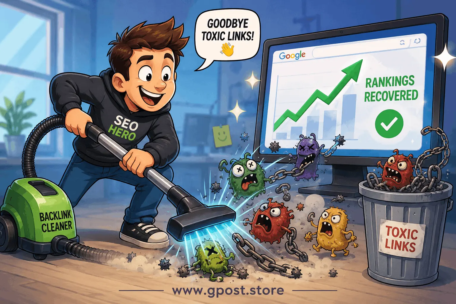 How to fix toxic backlinks from guest posting cleanup process workflow diagram