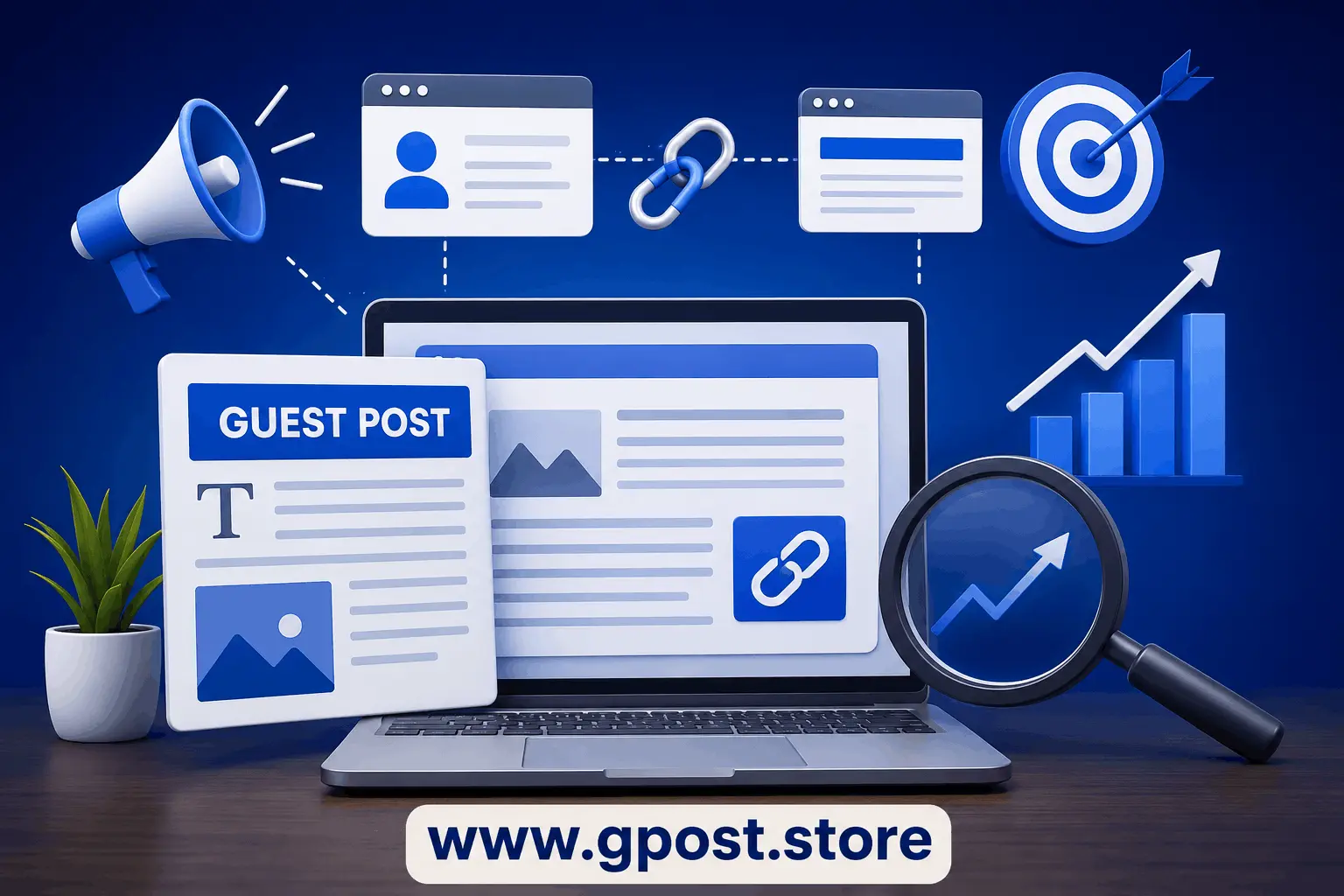 How to get backlinks through guest posting step by step workflow showing outreach, content creation, and backlink placement