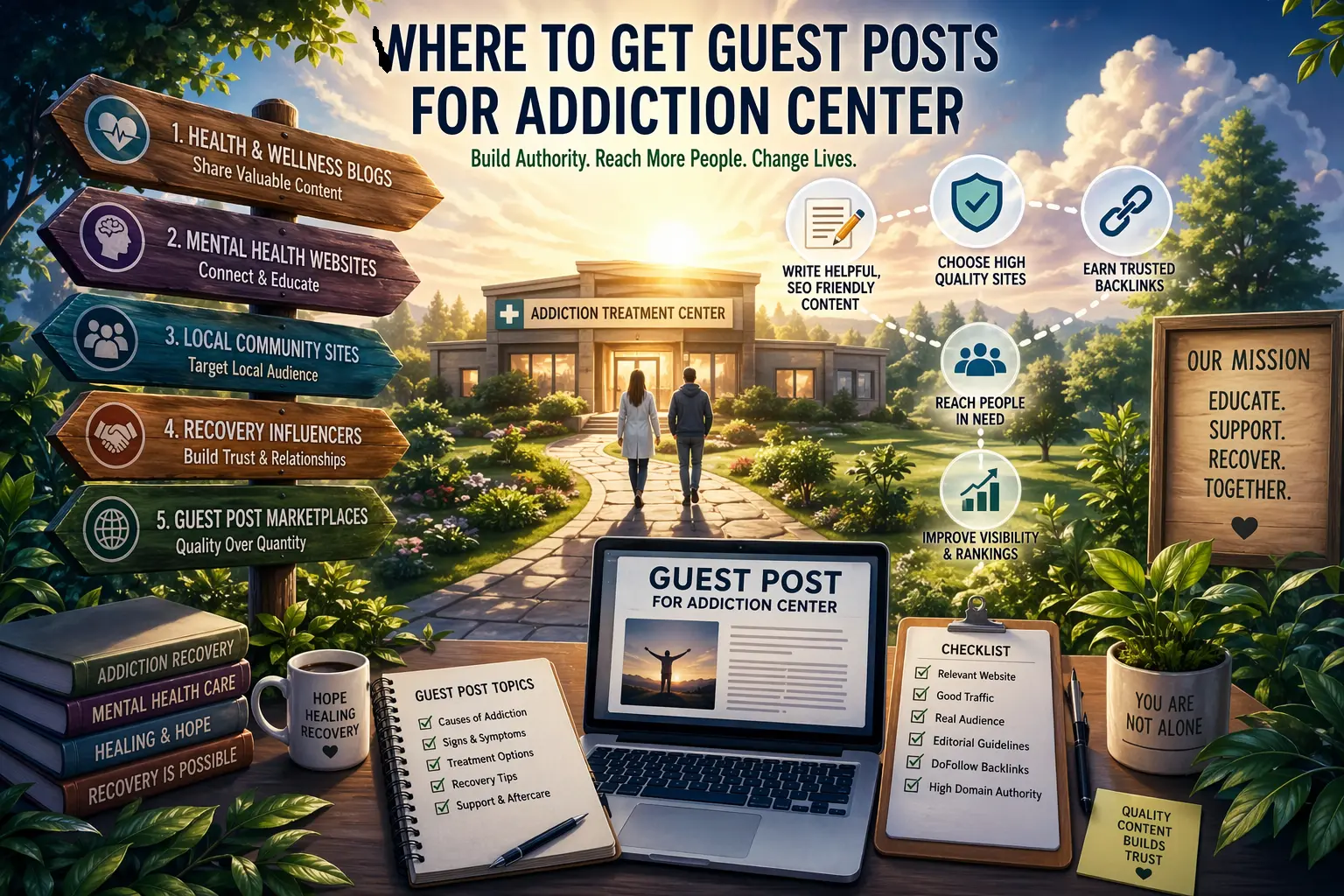Guest posting strategy for addiction treatment centers and rehab outreach